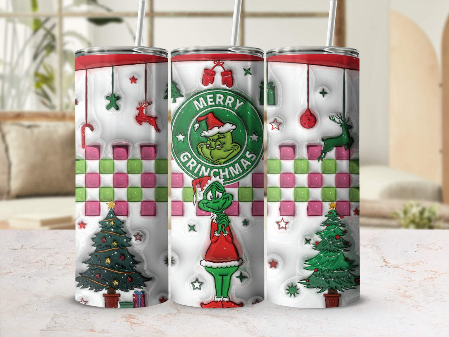 Merry Grinchmas Christmas Theme Stainless Steel Tumbler