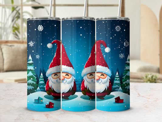 Christmas Gnome Design with Snow Winter Scene Tumbler