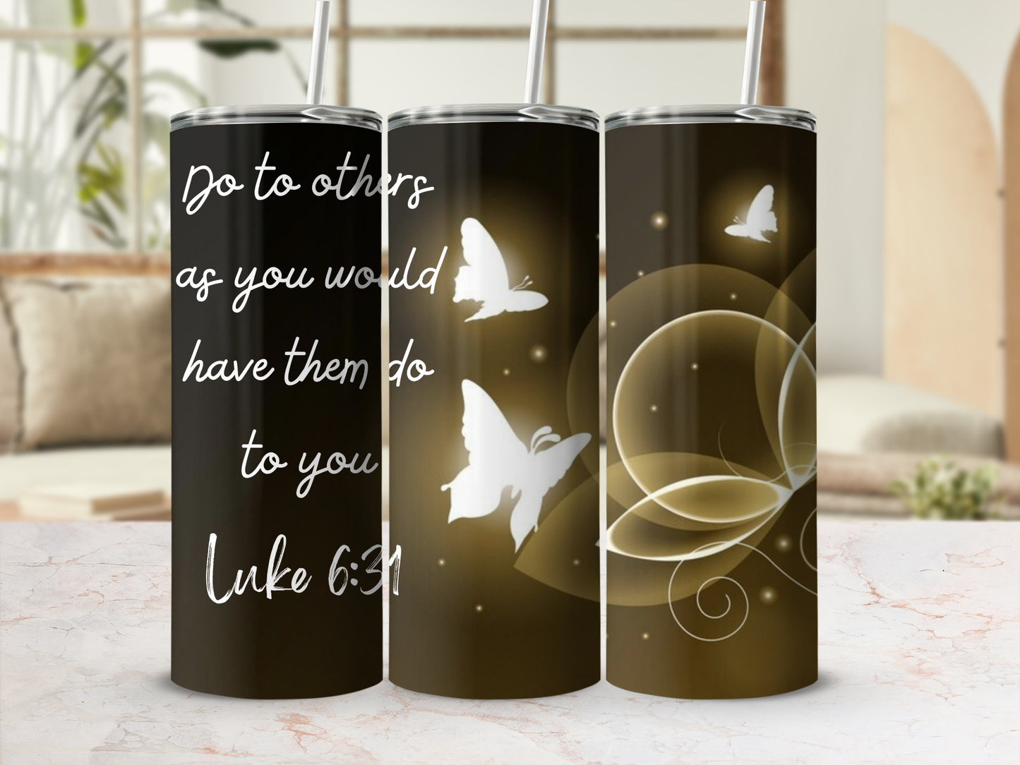 Inspirational Floral Butterfly Design Quote Tumbler