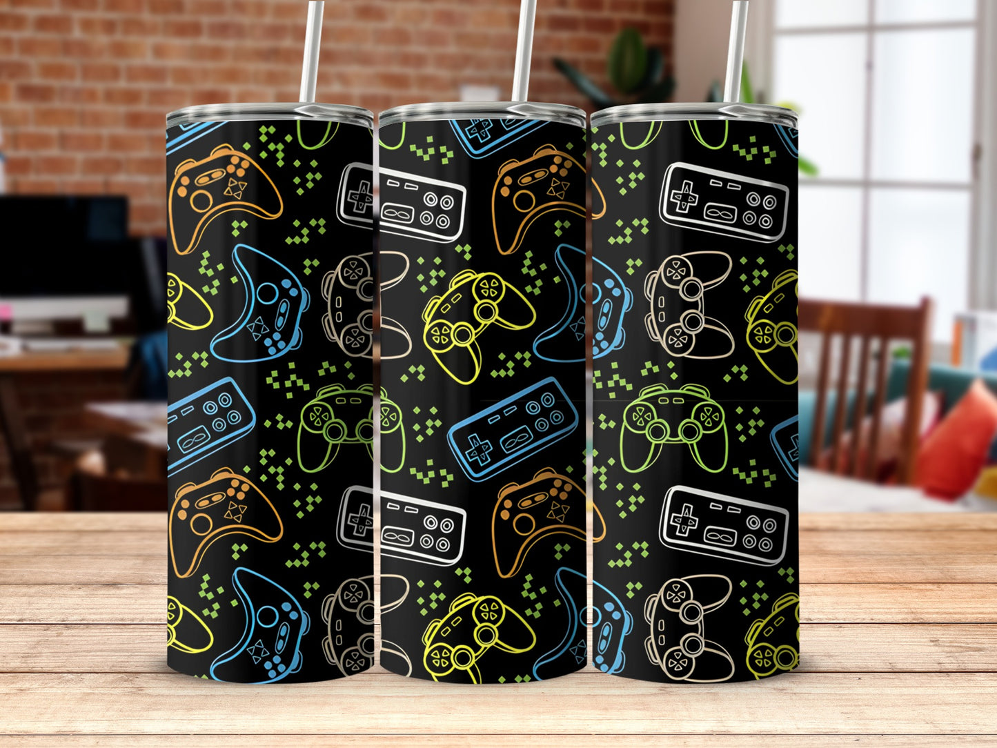 Gaming Controller Pattern Insulated Tumbler