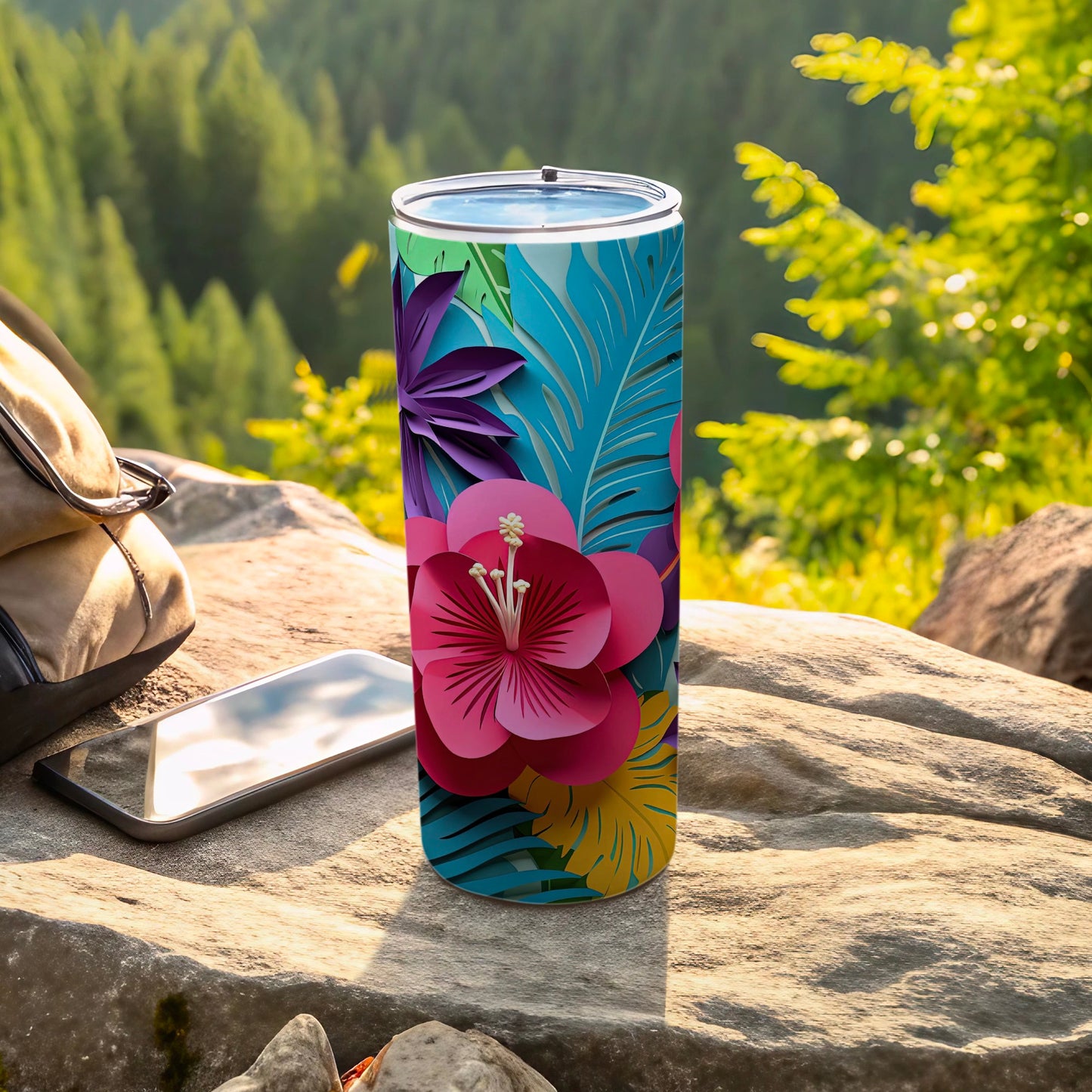 Vibrant Floral Design Insulated Tumbler for Outdoor Use
