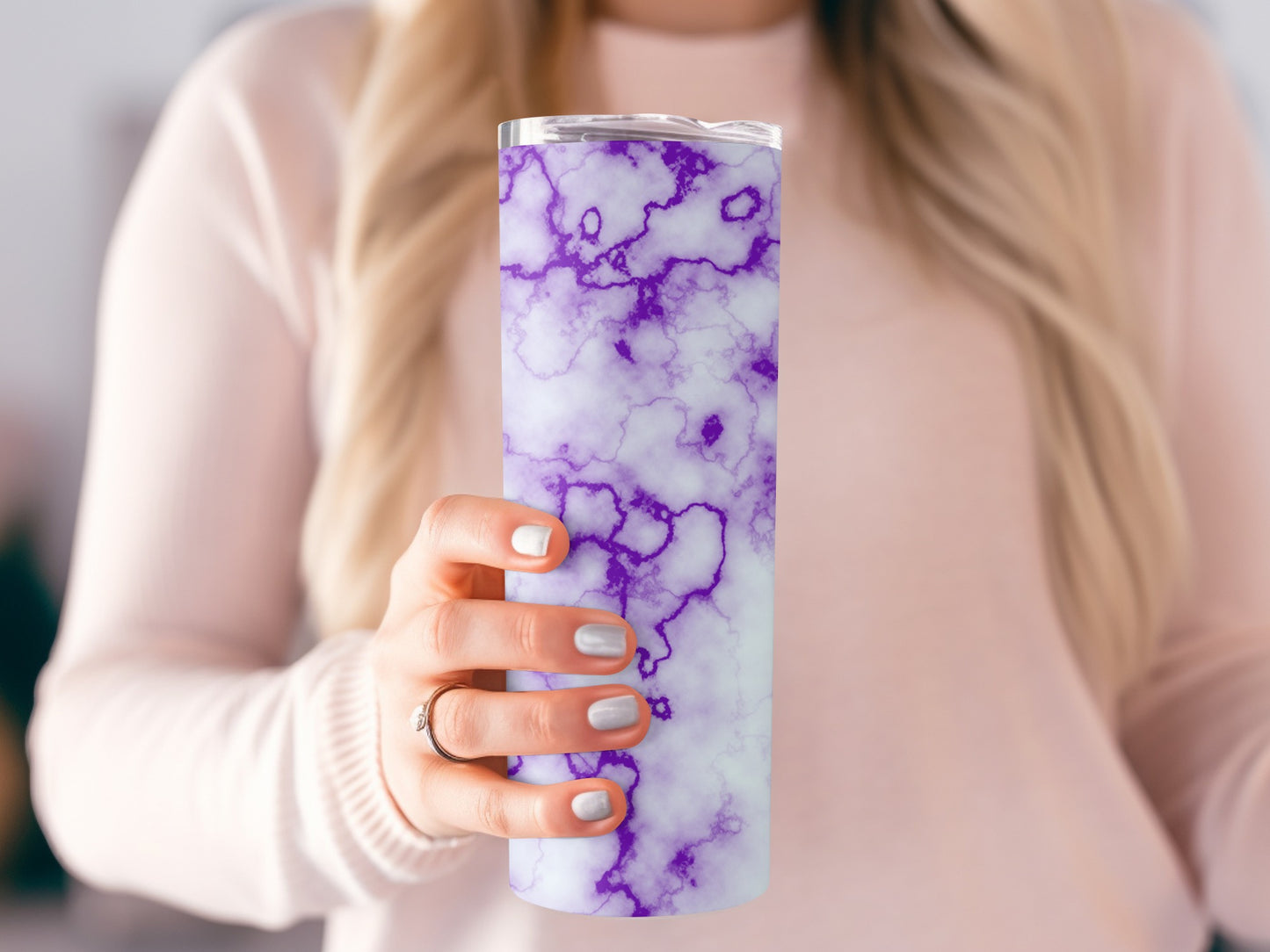 Elegant Purple Marble Veins White Background Pattern Tumblers