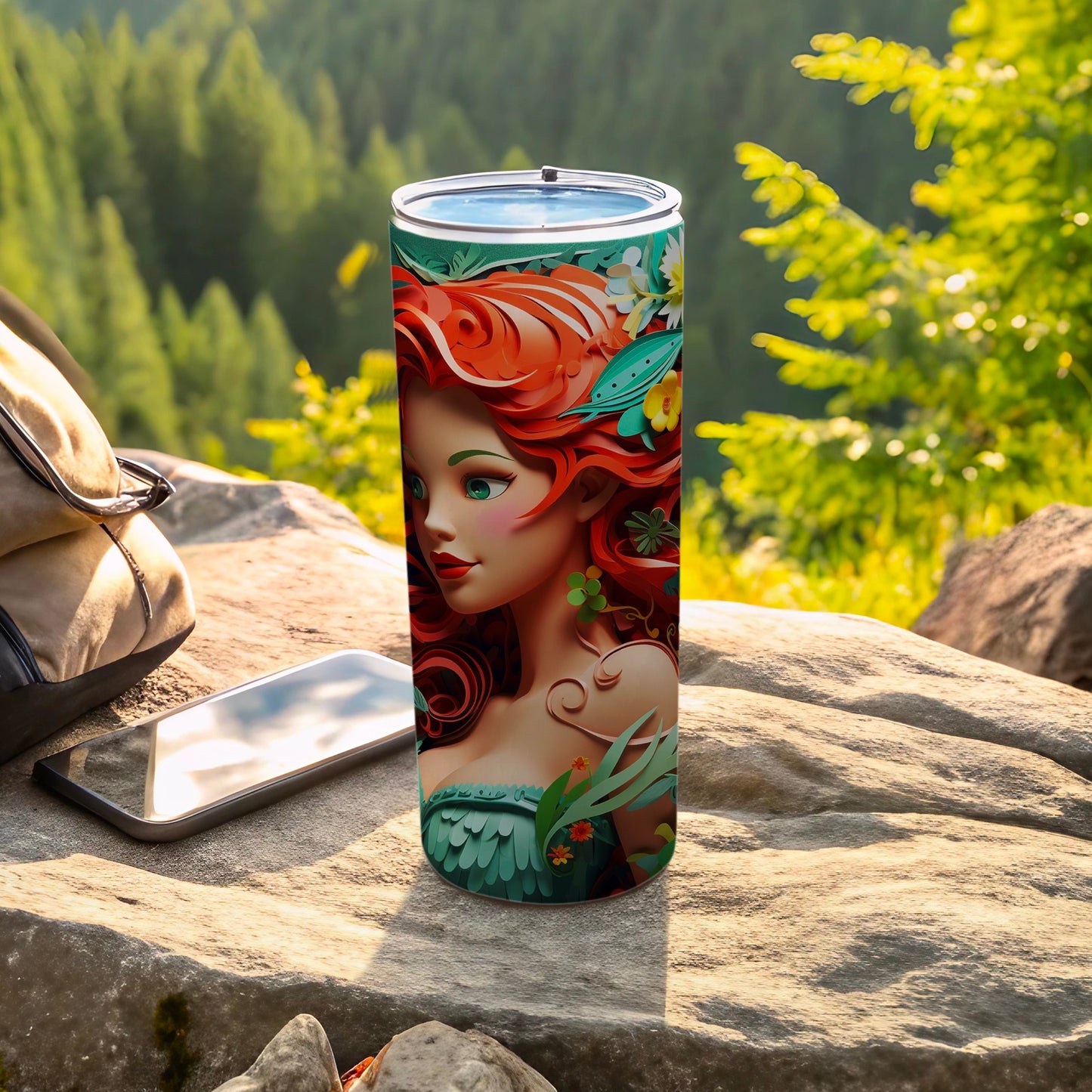 Fairy-Themed Tumbler with Enchanting Redhead Art Design