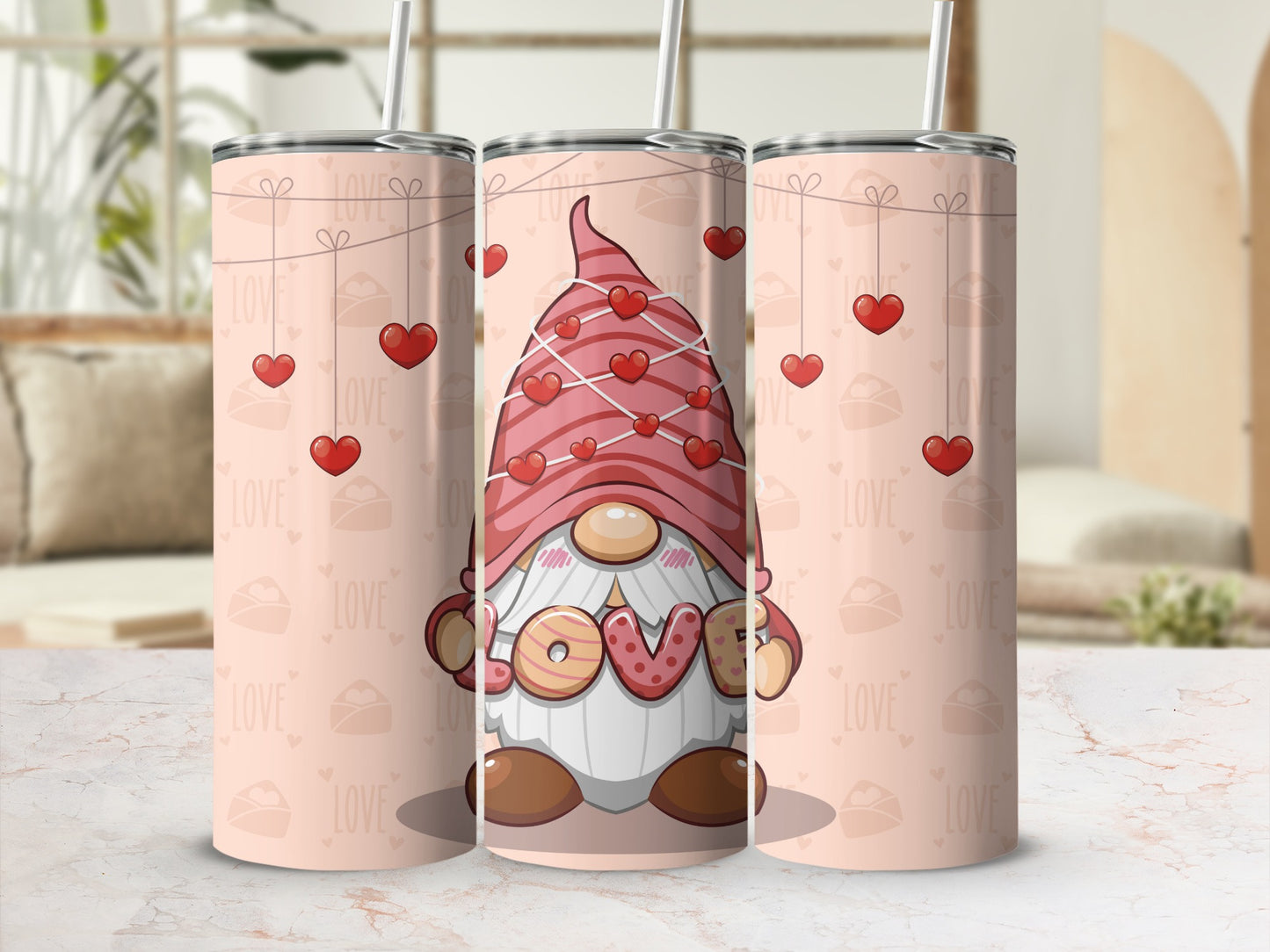 Adorable Hearts and Gnome Love Tumbler for All Occasions