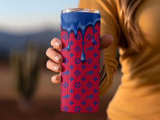 Buffalo Bills Blue Drip on Designer Background Tumblers
