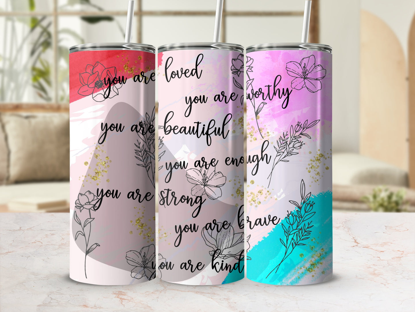 Inspirational Floral Quotes Insulated Tumbler