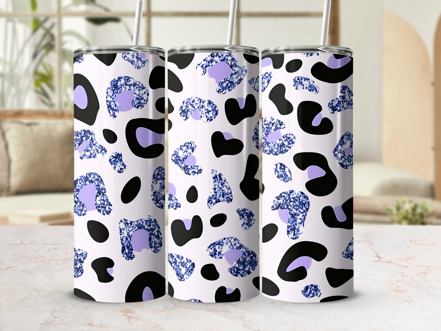Stylish Leopard Print Insulated Tumbler With Straw