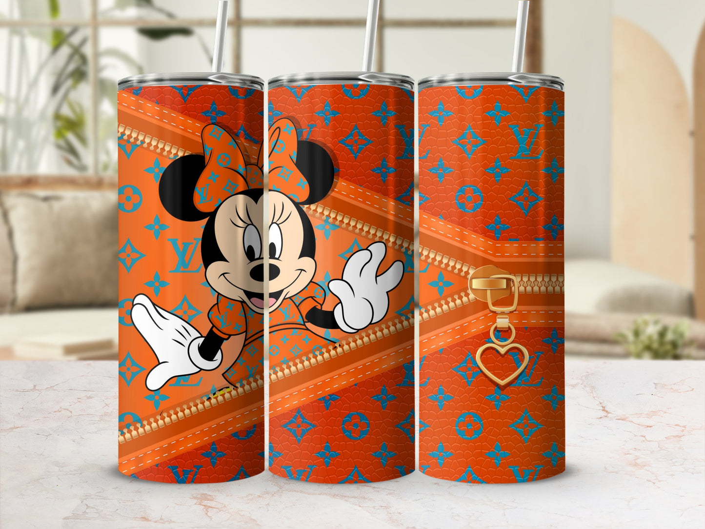 Minnie Mouse Orange Themed Design Tumbler