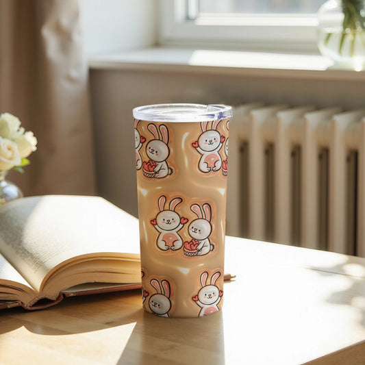 Cute Bunny Patterned Tumbler for Cold and Hot Beverages