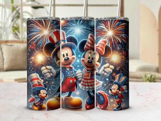 Patriotic Celebration Tumblers with Fireworks Design