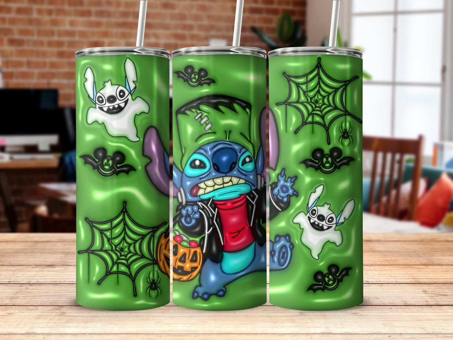 Green Halloween Cartoon Design Tumbler
