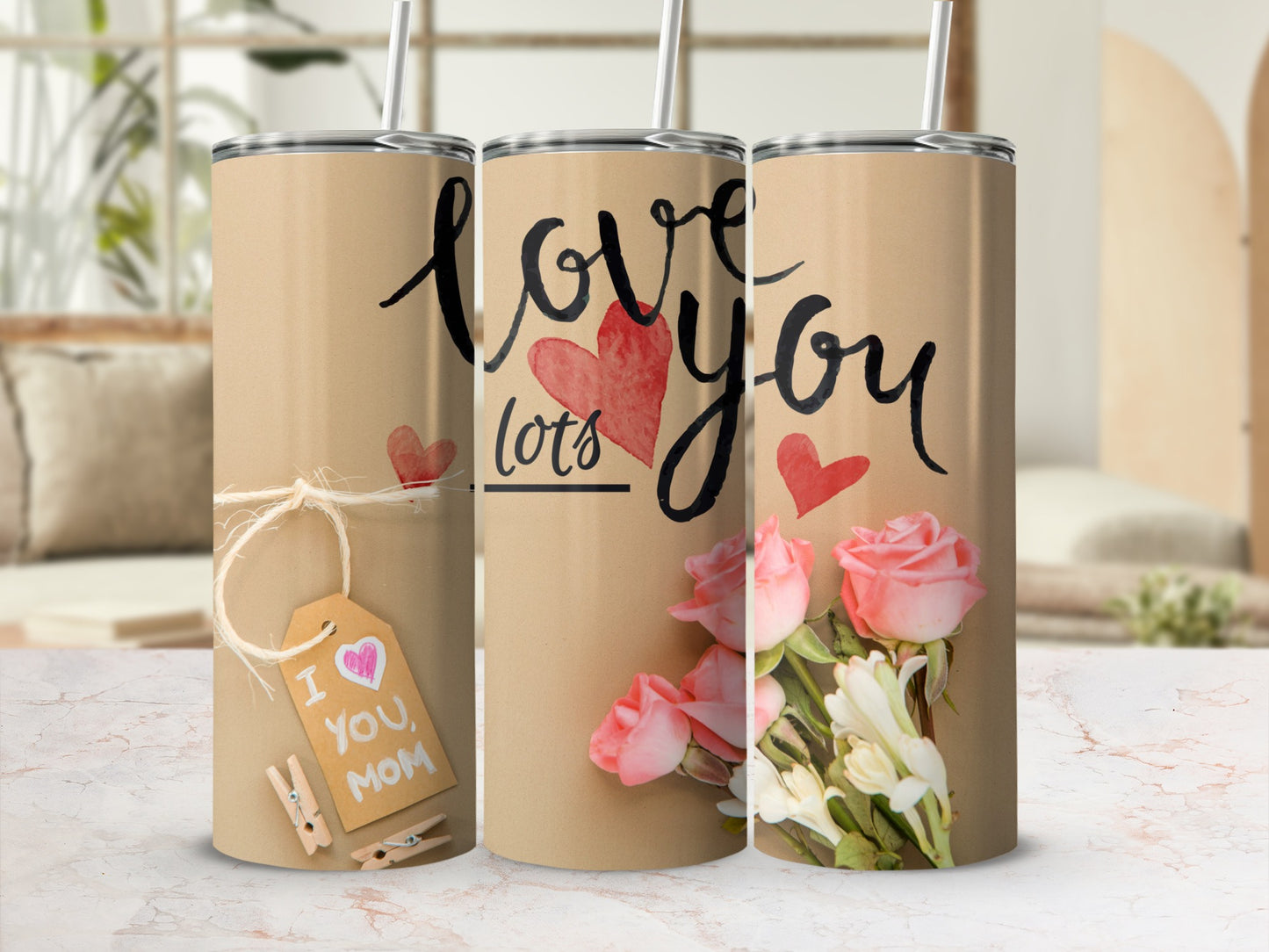 Love You Lots Floral Mom Gift Tumbler Product