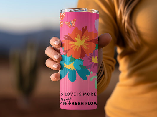 Vibrant Floral Design Insulated Tumbler Flask for Beverages