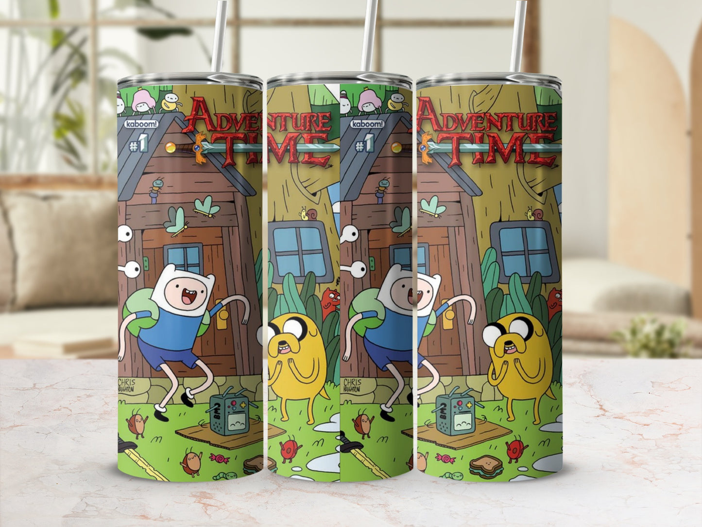 Adventure Time themed drinkware with fun characters