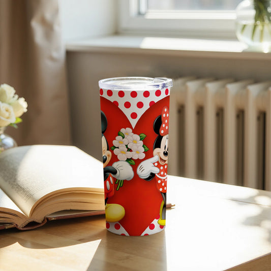 Cute Red Polka Dots Minnie and Mickey Mouse Tumbler