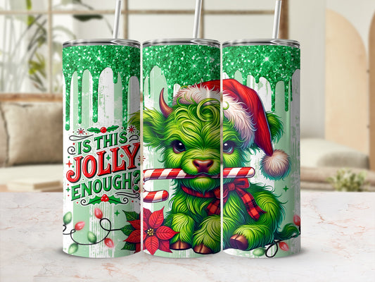 Is This Jolly Enough Christmas Tumbler with Candy Cane