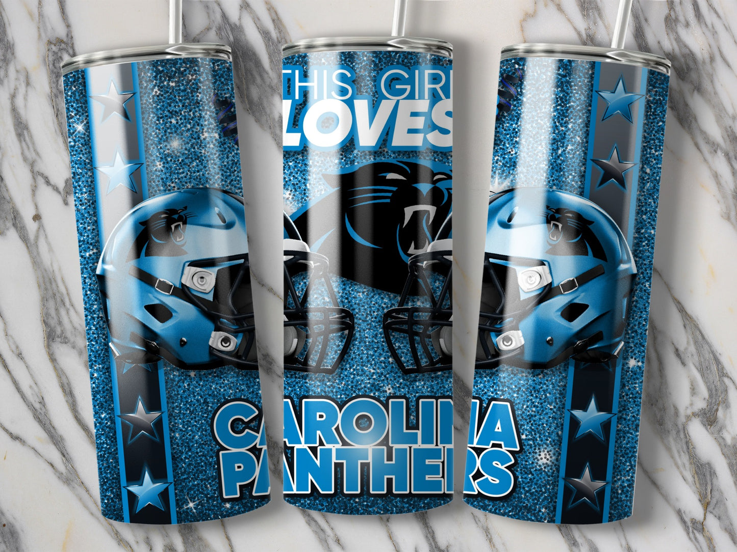 THIS GIRL LOVES Carolina Panthers Football Helmets Tumblers