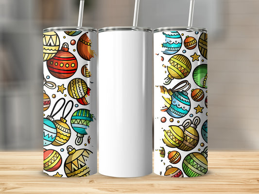 Colorful Christmas Ornaments Themed Tumblers