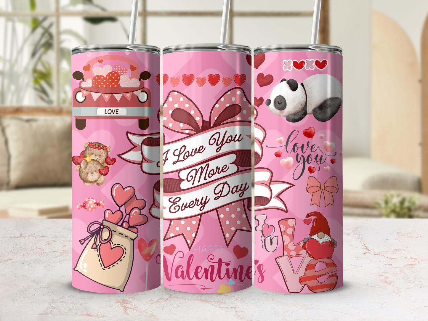 Love You More Every Day Valentine's Tumbler