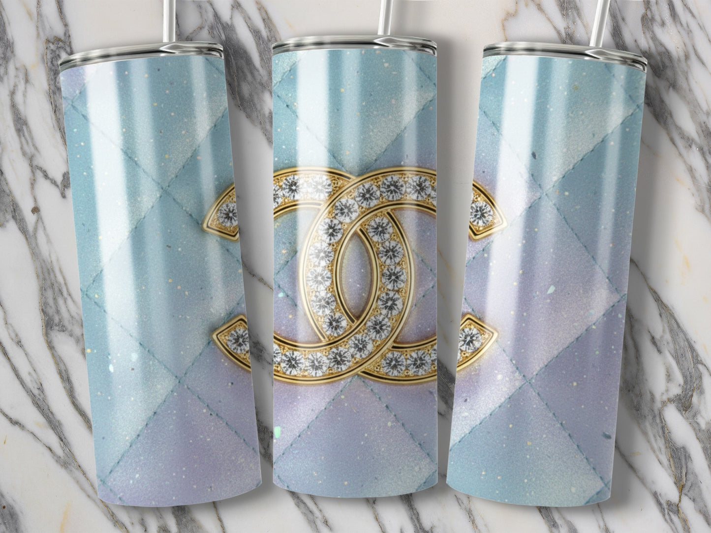 Iconic Quilted Pattern Bling Logo Tumbler