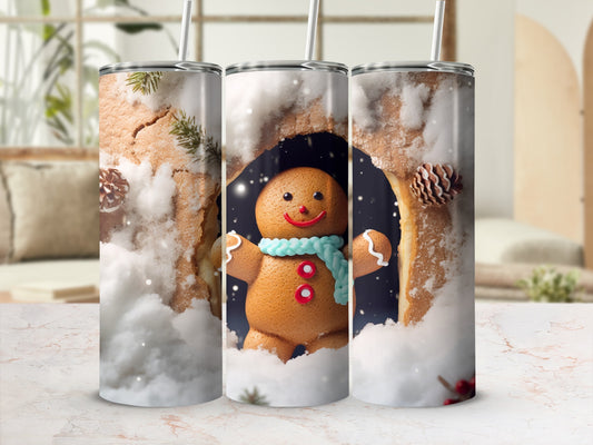 Festive Gingerbread Snowy Scene Tumbler for Holiday Drinkware