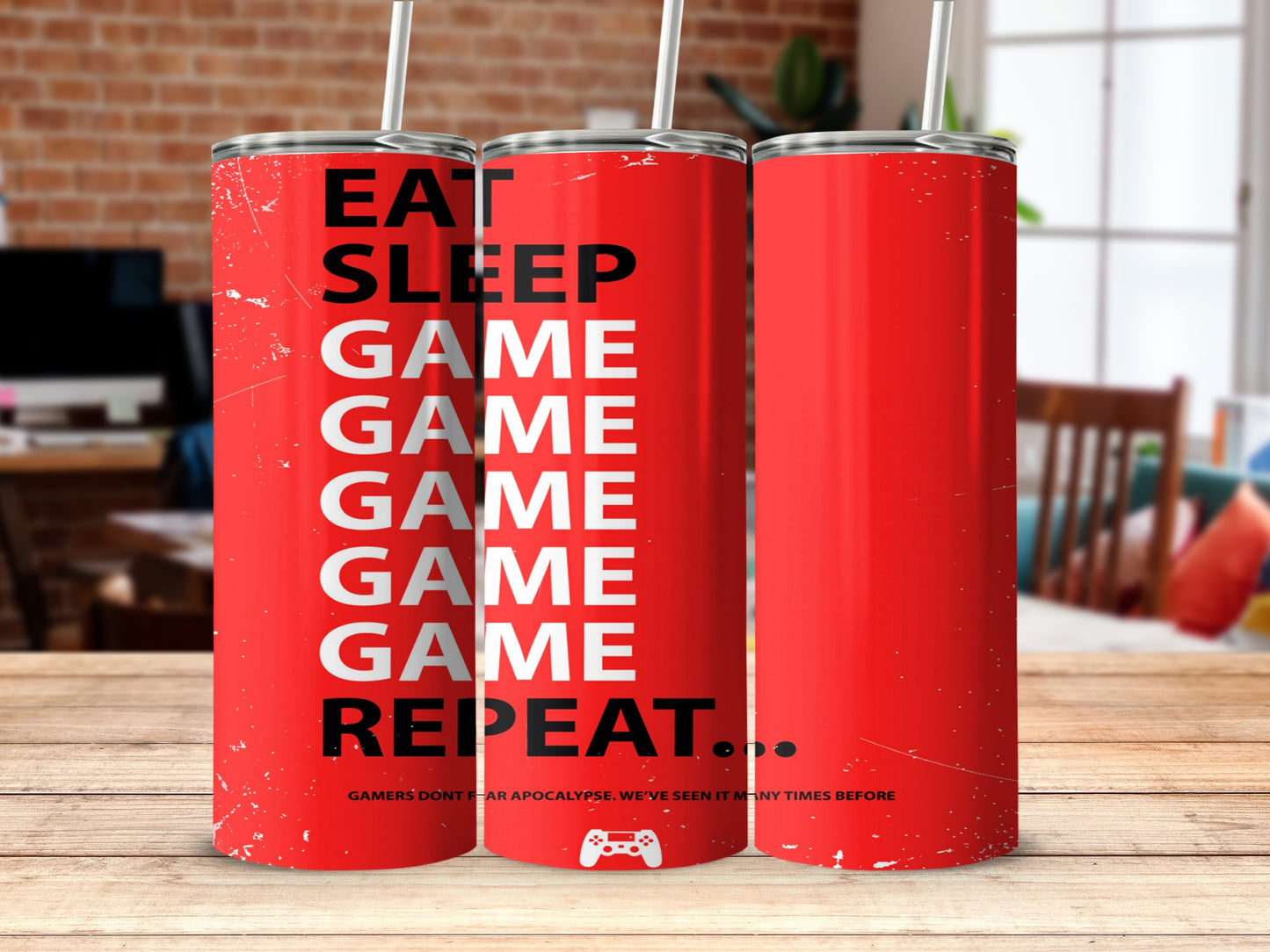 Eat Sleep Game Repeat Quote Gamer Tumbler