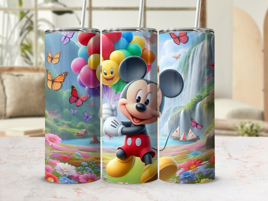 Mickey Mouse and Balloons Scene Illustrated Tumbler