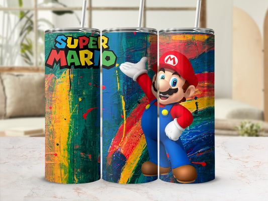 Vibrant Super Mario Design Tumbler with Straw