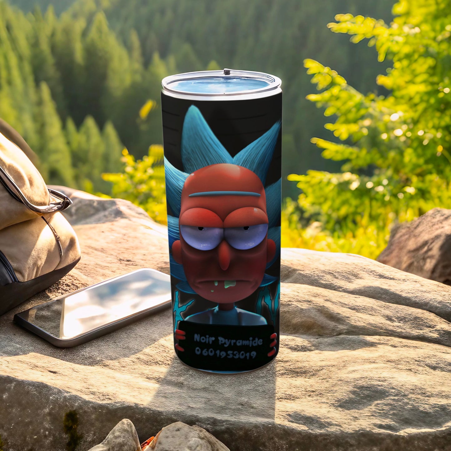 Rick Character Design Noir Pyramide Insulated Tumbler