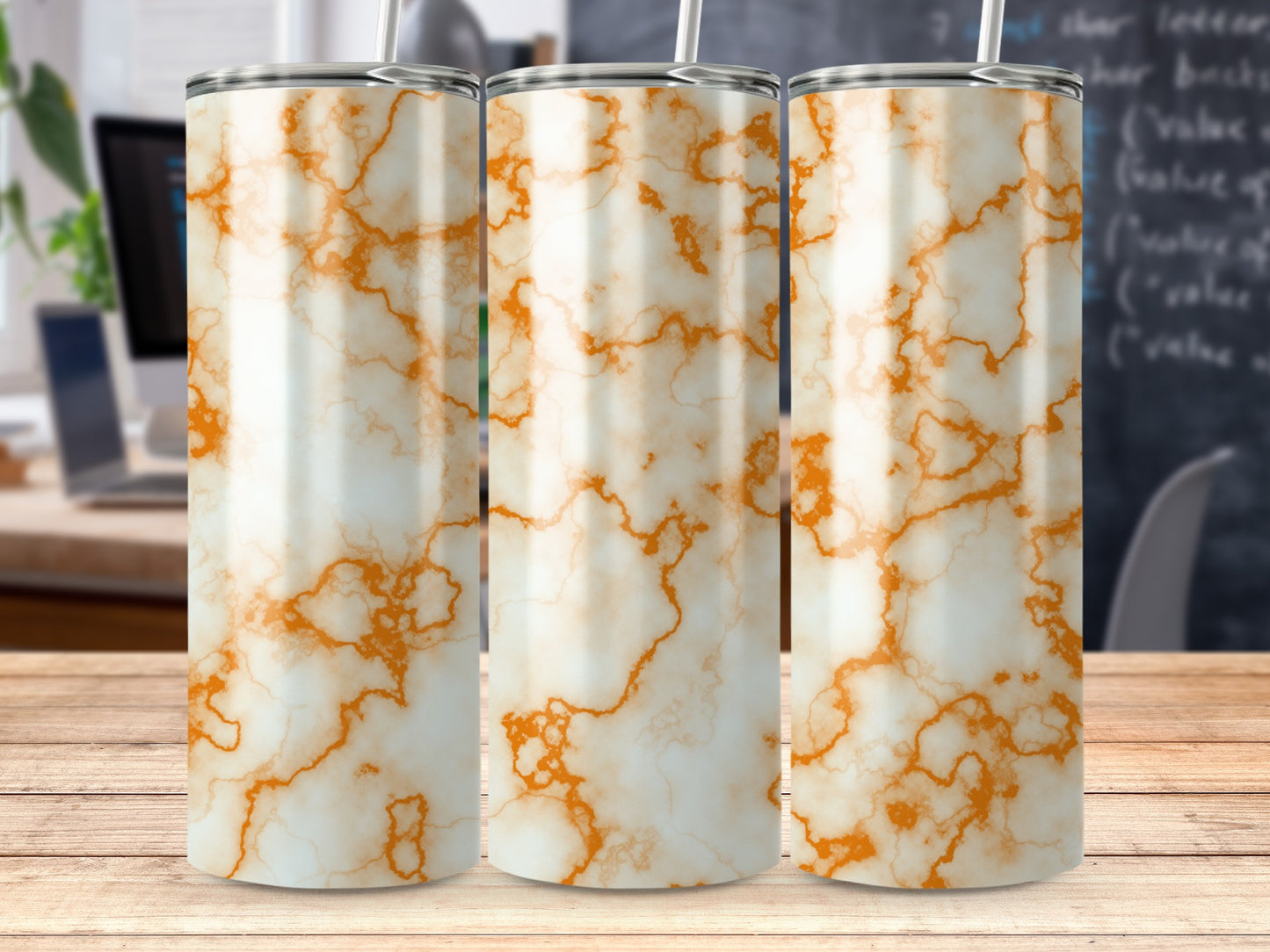 Vibrant Orange White Marble Swirl Pattern Tumbler product type
