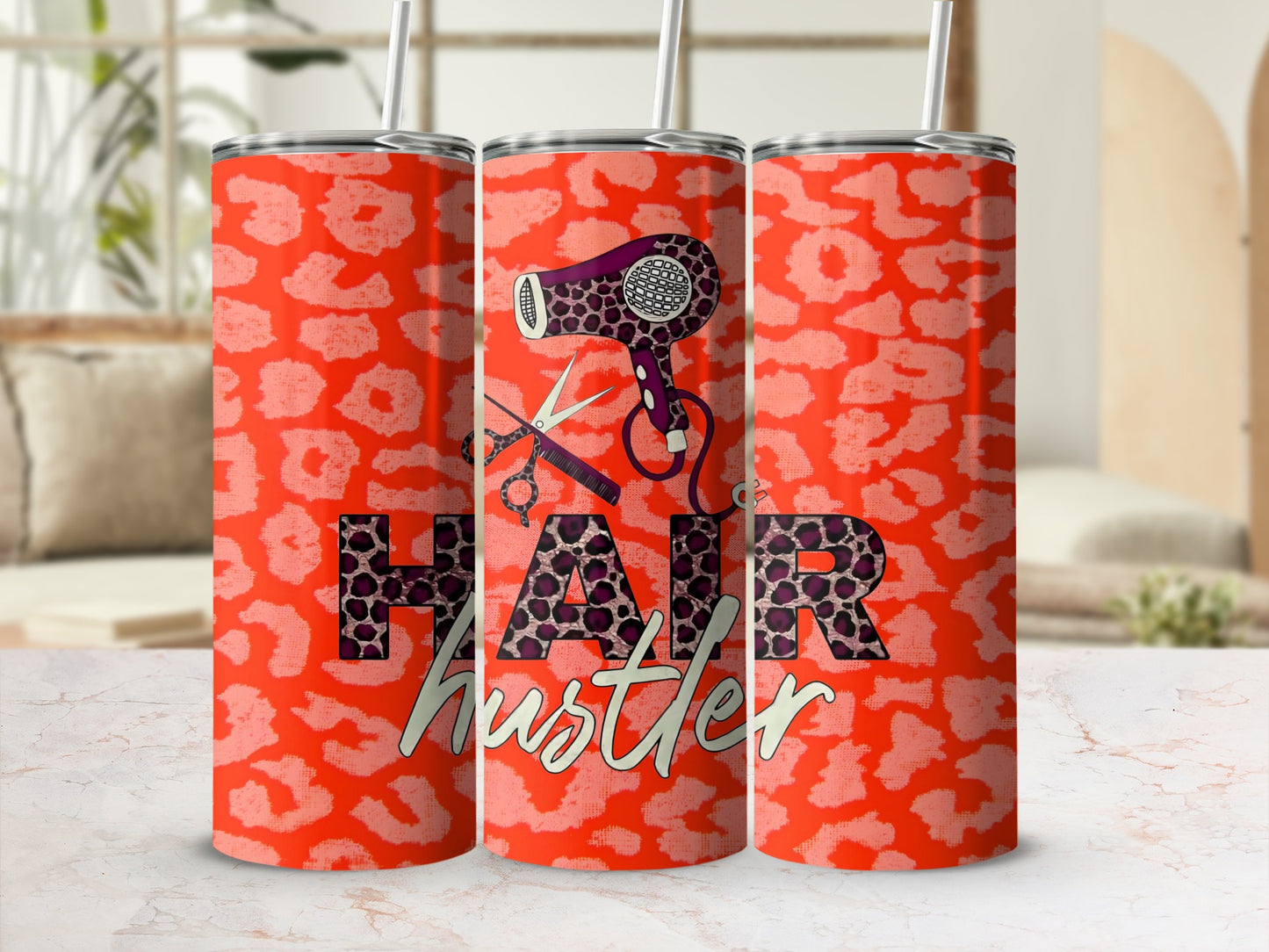 Hair Hustler Leopard Print Insulated Tumbler Mug