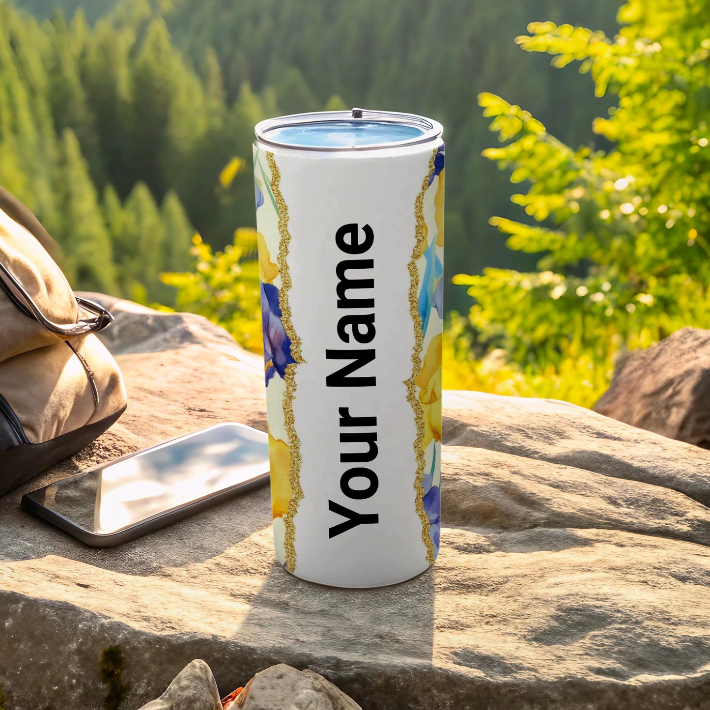 Personalized Floral Design Custom Name Tumbler Cup