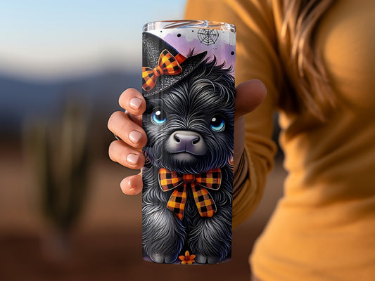 Cute Halloween Puppy with Hat and Bow Design Tumbler