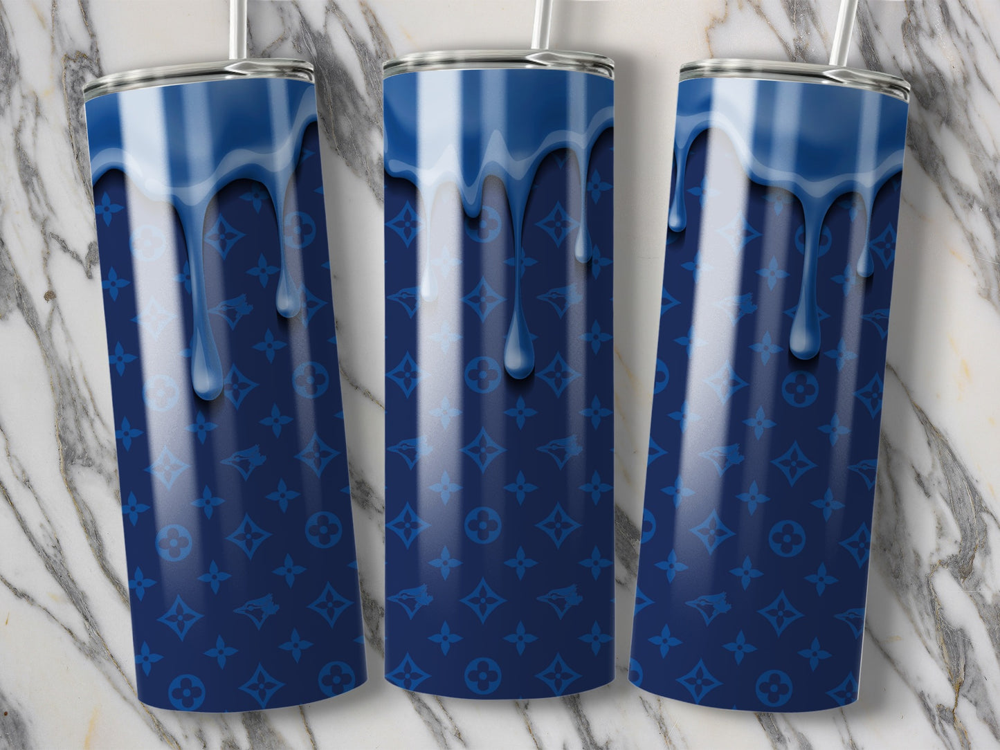 Royal Blue Pattern with Dripping Paint Graphics Tumblers