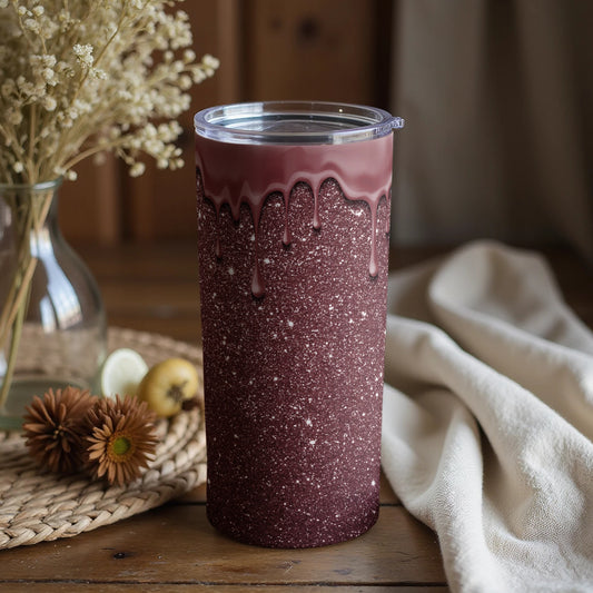 Glitter and Drip Designed Tumbler for Beverage Use