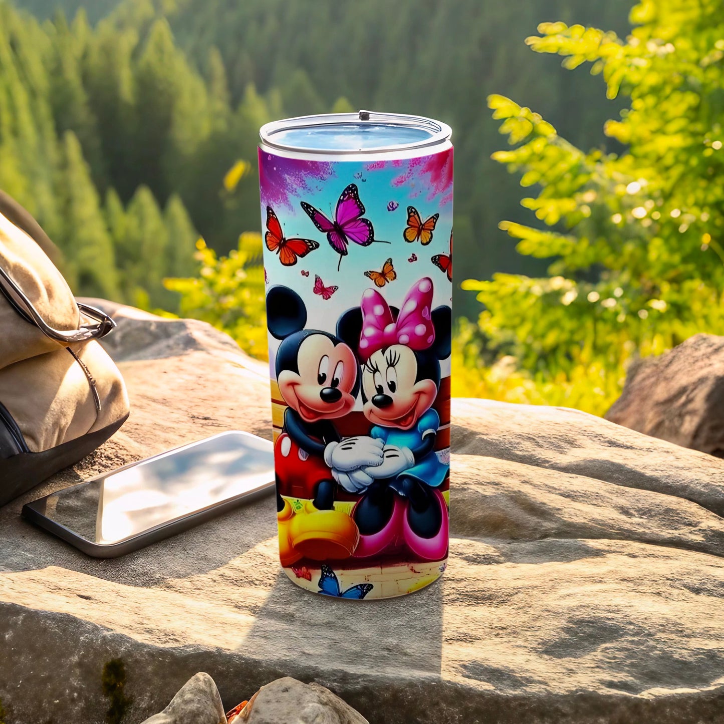 Mickey and Minnie Mouse with Butterflies Tumbler