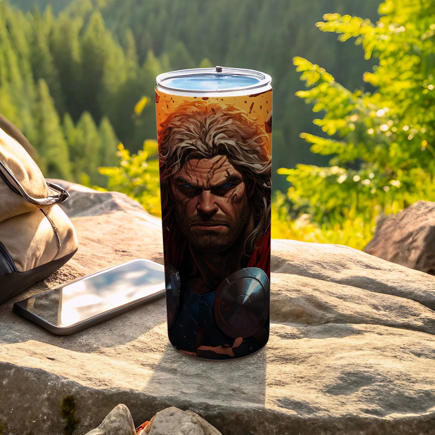 Thor Illustration Travel Tumbler for Outdoor Enthusiasts