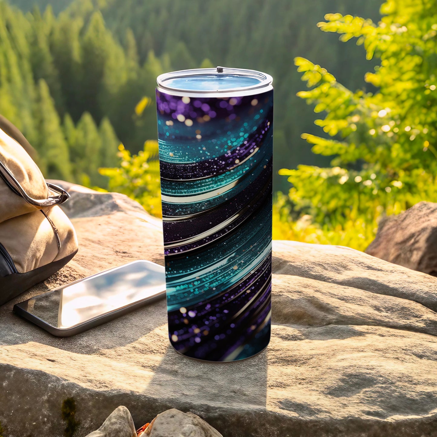 Abstract Swirl Sparkle Purple Teal Tumbler product type