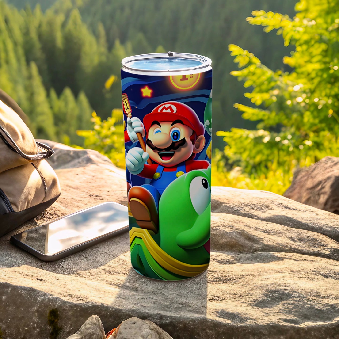 Winking Mario and Yoshi Design Insulated Tumbler