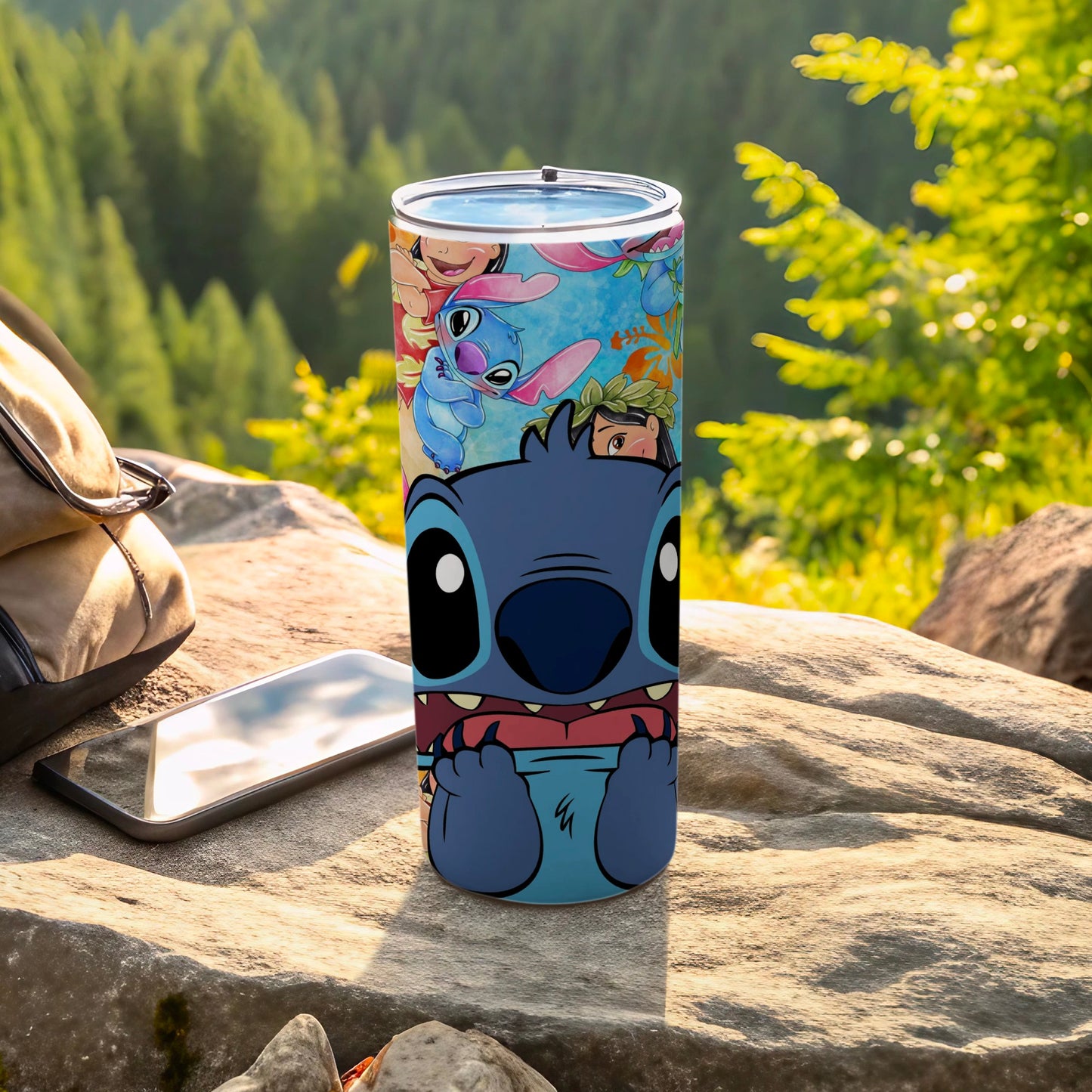 Stitch and Characters Tumbler Perfect for Outdoors