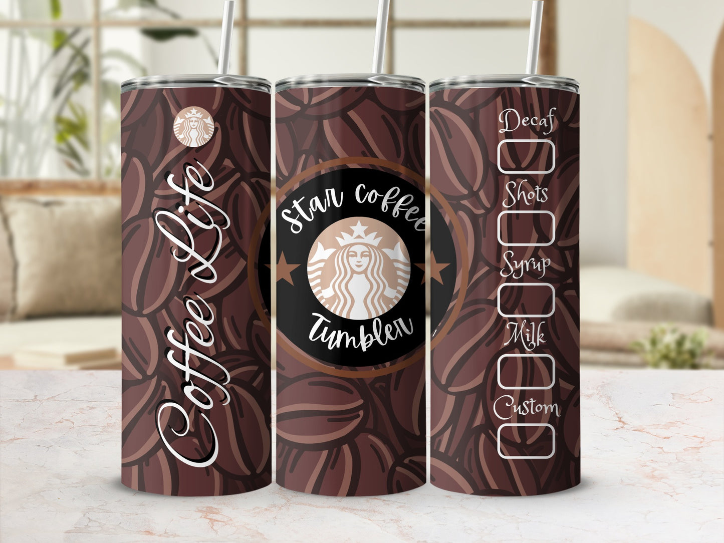 Coffee Life Star Coffee Tumbler with Custom Options