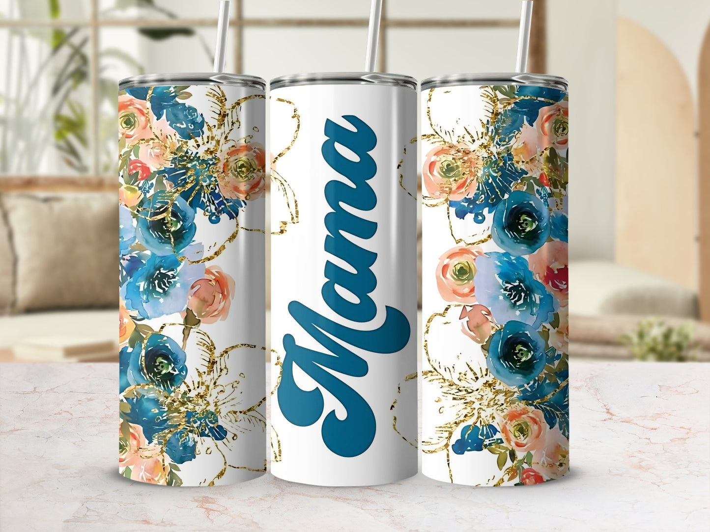 Floral Mama Design Insulated Tumbler Stainless Steel