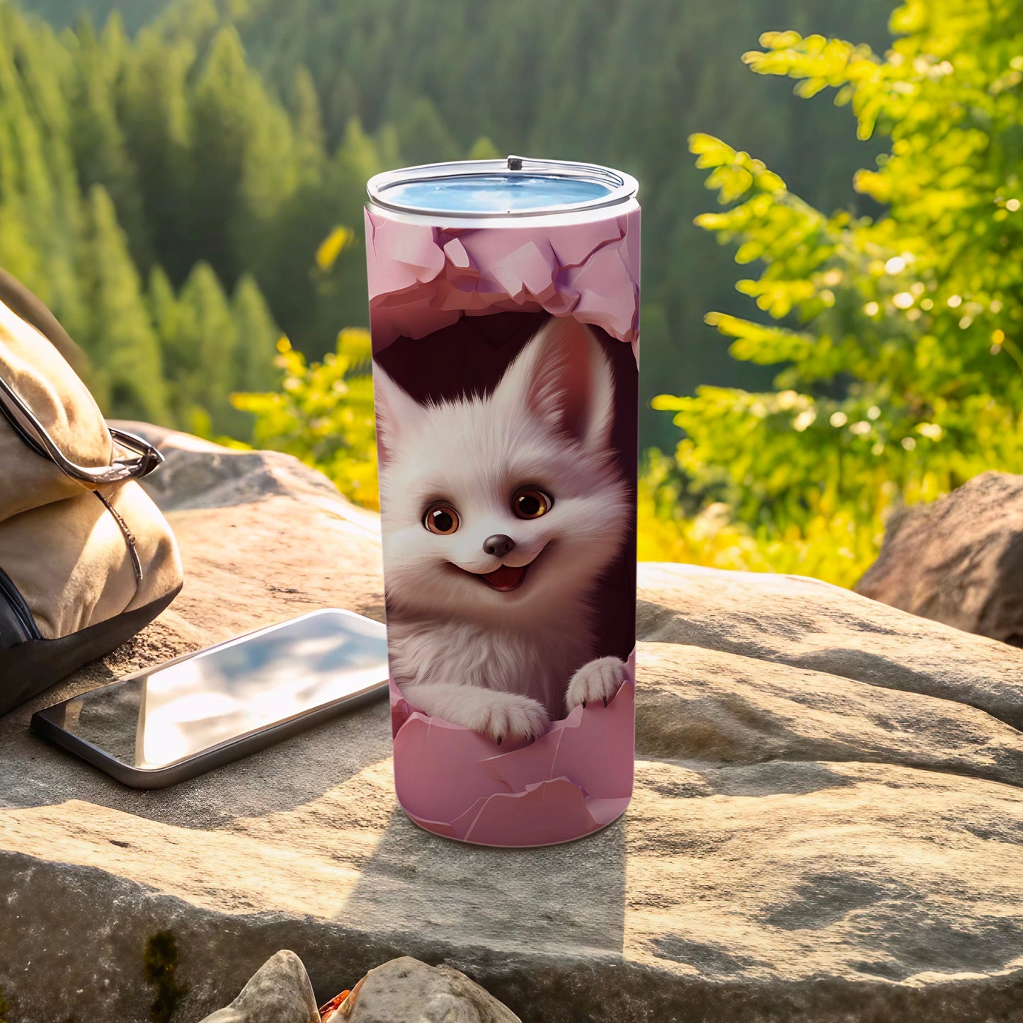 Adorable White Fox Animal Print Tumbler Product