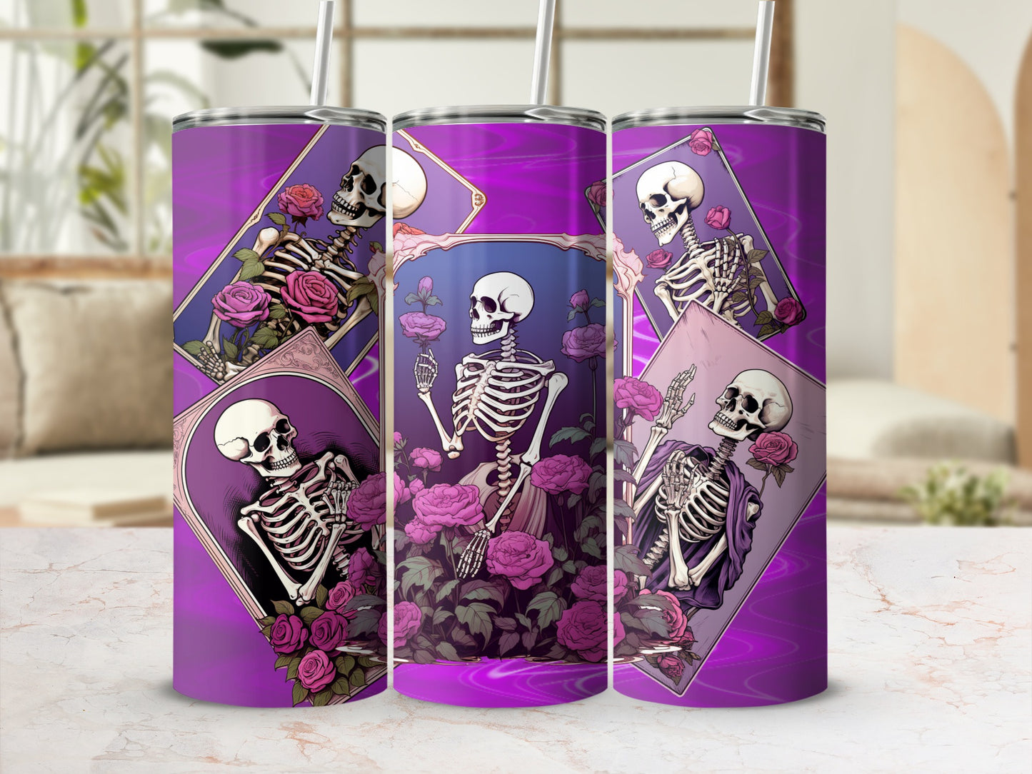 Vibrant Skeleton Art Design Tumbler for Stylish Use