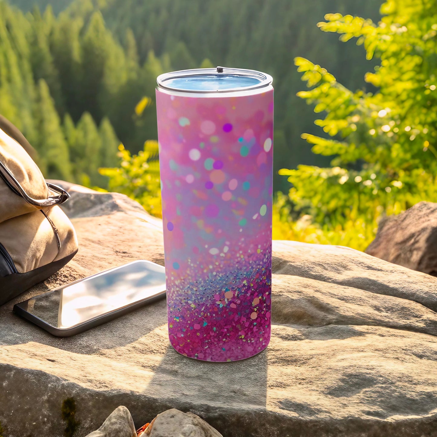Sparkling Gradient Travel Tumbler With Lid for Outdoors