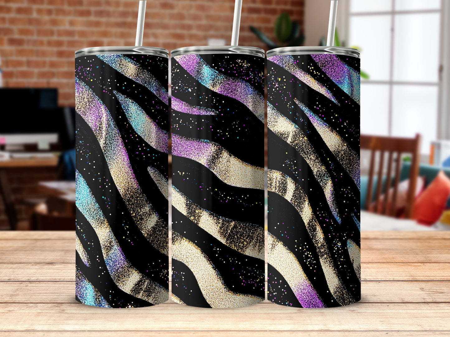 Glittery Zebra Print Tumbler Perfect for Bold Statements