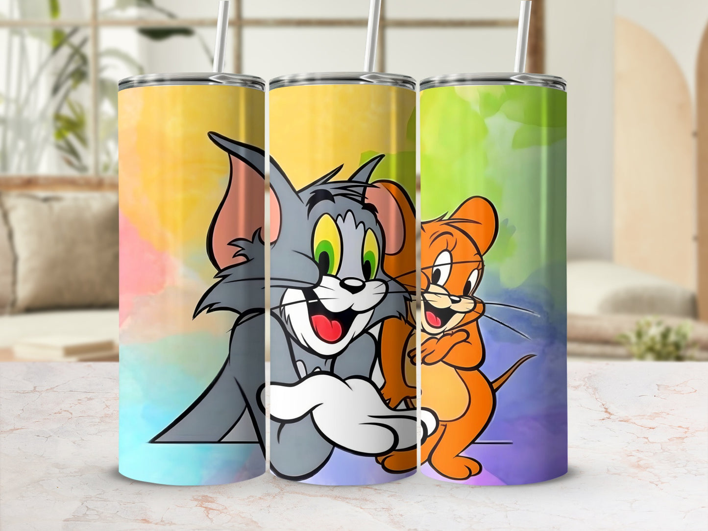 Colorful Cartoon Characters Tumbler Set for Fun Drinks