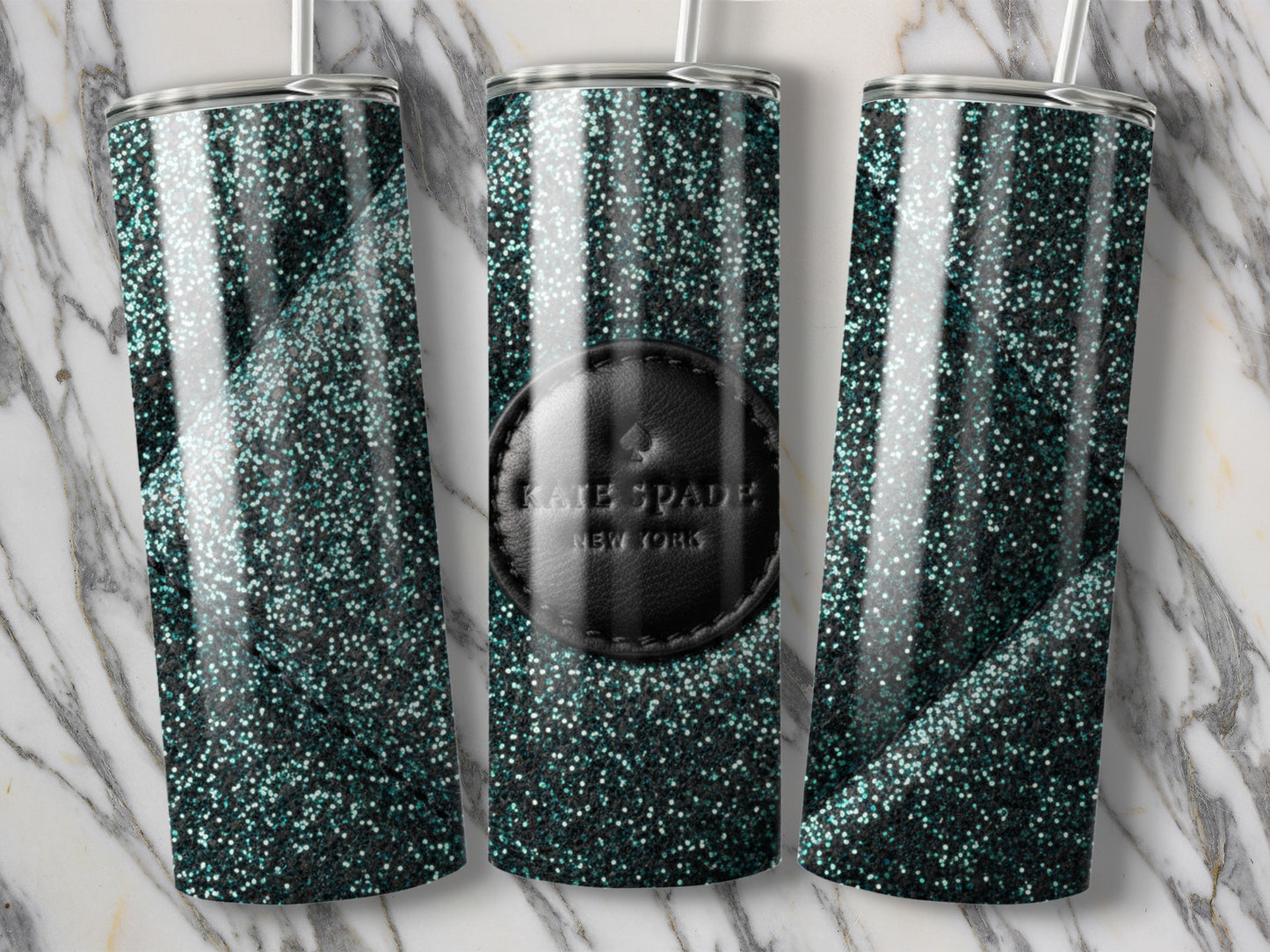 Kate Spade Inspired New York Quilted Pattern Sparkling Tumblers
