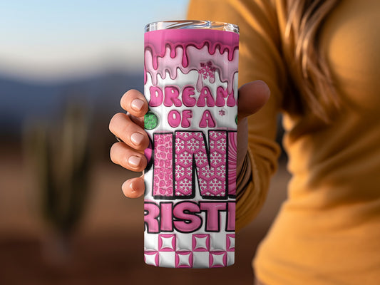 Dream of a Pink Christmas festive tumbler design