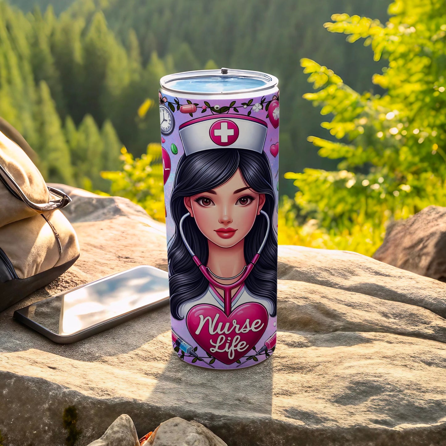 Nurse Life Design Nurse Art Printed 20oz Travel Tumbler